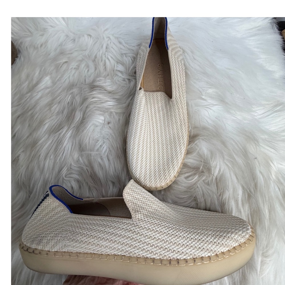 Rothys The Almond Loafer Sandstone Stripe Knit Slip On Shoes W8.5 193-002